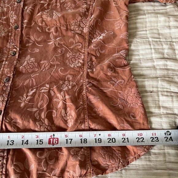 Michael Ryan Silk Burnout Velvet Women’s L Button up Shirt Rockabilly Western - Picture 10 of 12